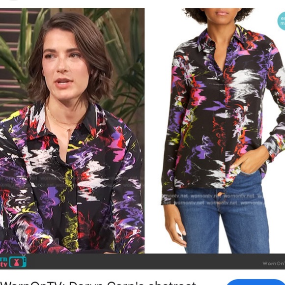 Alice + Olivia Moonstruck Silk Blouse Button Front Top M NWT - Picture 3 of 15